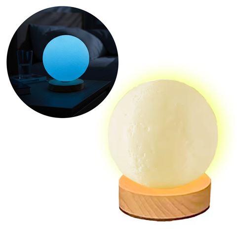 Imagen de Lámpara Veladora Luna USB con base Colores RGB