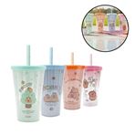 Imagen de Vaso con tapa y sorbito   450 ml. 4 diseños