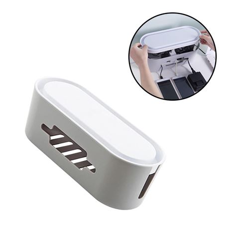 Imagen de Organizador de escritorio para cables con estante y soporte celular