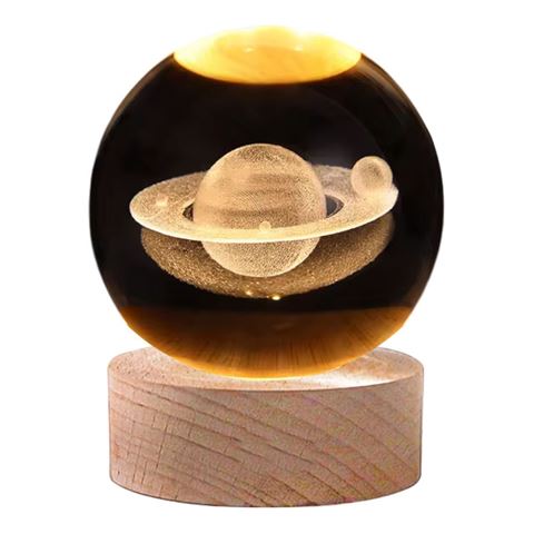 Imagen de Lámpara LED bola de cristal luna planeta mapamundi USB