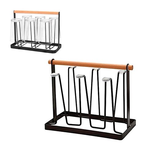 Imagen de Escurridor Soporte de Vasos en Metal y Bambu