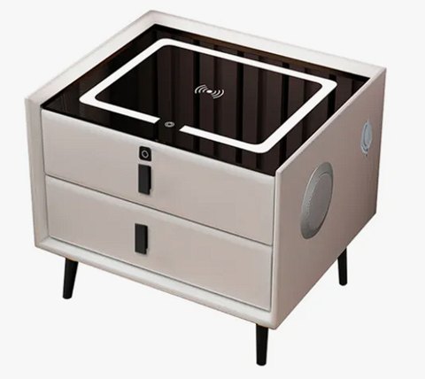 Imagen de Mesa de luz Inteligente - Luces led, Parlante, Carga celular , Bloqueo con huella