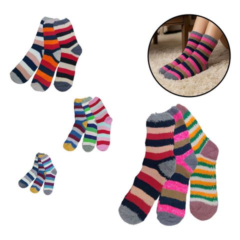 Imagen de Medias para dama x 12 pares - Diseño franjas anchas Colores SURTIDOS.