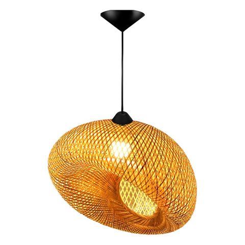 Imagen de Lámpara De Techo Bambú Tipo Sombrero + Porta lámpara - Inc. conexión eléctrica