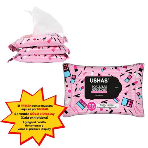 Imagen de Toallitas humedas Desmaquillantes Ushas x 25 pcs