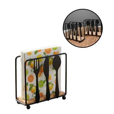 Imagen de Servilletero bambu y metal negro mate- modelo cubiertos-11x1