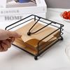 Imagen de Servilletero metal negro mate Base madera con metal