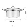 Imagen de Olla de vidrio borosilicato y acero inox-3,5lts. Resistente