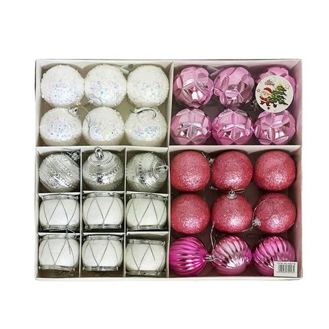 Imagen de Navidad bolas surtidas -6cm-caja por 30pc-rosa y plata