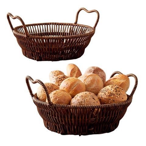 Imagen de Canasta tipo ratan redonda profunda 2 asas