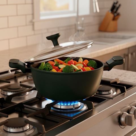 Imagen de Olla con tapa de vidrio-aluminio-25cm.