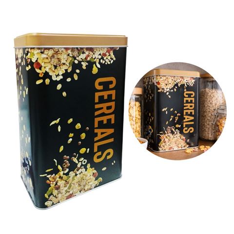 Imagen de Lata para cocina-rectangular negra con tapa color