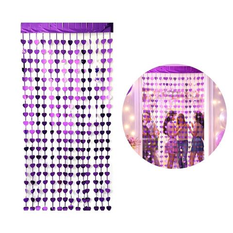 Imagen de Cotillon-cortina metalizada corazon de color