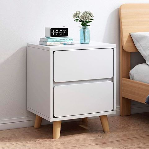 Imagen de Mesa de luz en madera - Con 2 cajones