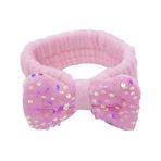 Imagen de Vincha para maquillaje con moña y lentejuelas