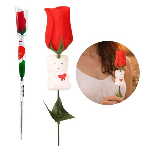 Imagen de Rosa pimpollo rojo en tela-27,5cm.