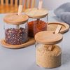 Imagen de Set condimentero/salsero-base, tapa y cuchara bambu