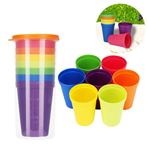 Imagen de Vasos plasticos arcoiris Set x 8 vasos con estuche