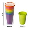 Imagen de Vasos plasticos arcoiris Set x 8 vasos con estuche