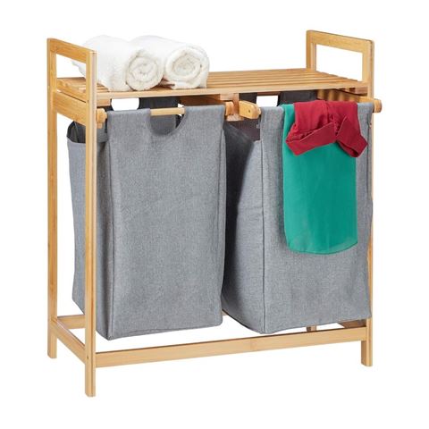 Imagen de Organizador de bamboo con cestos para la ropa