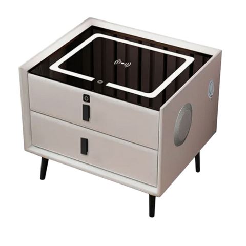 Imagen de Mesa de luz Inteligente - Luces led, Parlante, Carga celular , Bloqueo con huella