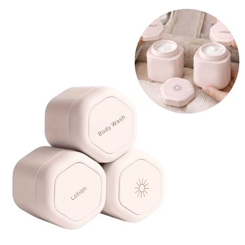 Imagen de Estuche Hexagonal para viaje Dispensador para cremas shampoo - Cápsula magnética