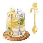 Imagen de Cuchara cucharita té o café Diseño gato para colgar en el borde de la taza - Acero Inox
