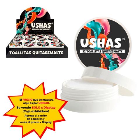 Imagen de Toallitas Ushas quitaesmalte - 32 pc.
