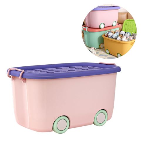 Imagen de Organizador de juguetes - Caja plastica profunda con tapa y ruedas