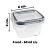 Imagen de Recipientes Set x 4 piezas - Rectangulares de 60ml cada uno  Con tapa hermética