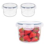 Imagen de Recipientes  Set x 3 piezas - Viandas redondas de 300ml c/u - Con tapa hermética