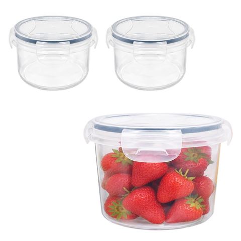 Imagen de Recipientes  Set x 3 piezas - Viandas redondas de 300ml c/u - Con tapa hermética
