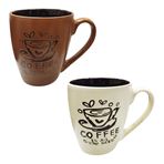 Imagen de Taza ceramica Café-bicolor estampada