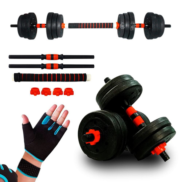 Imagen de Set 2 Mancuernas ajustables con Barra 3 en 1 de 30 Kg Disco Pesa Pvc