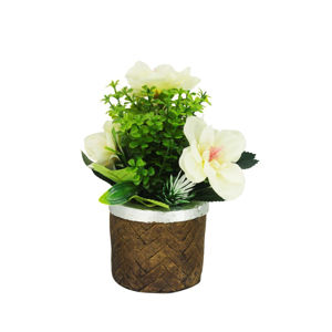 Imagen de Adorno maceta tipo cesto con flores