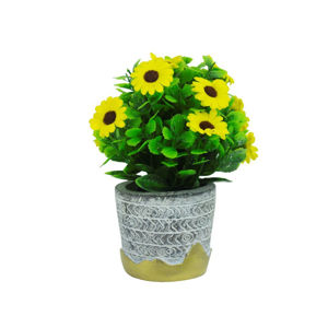 Imagen de Adorno maceta rústica con girasoles