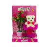 Imagen de Adorno osito pedestal y maceta floral caja mica