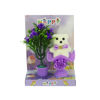 Imagen de Adorno osito pedestal y maceta floral caja mica