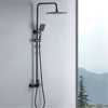Imagen de Barra para ducha completa con duchero cuadrado, teléfono y jabonera