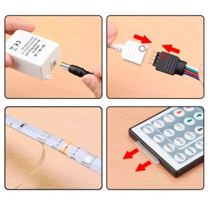 Imagen de Cinta tira de luces led Rgb 2835 transformador + control 5m
