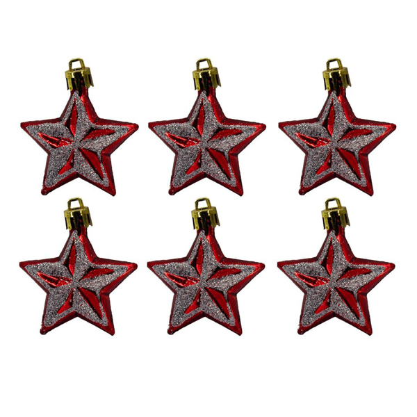 Imagen de Estrella de navidad decorada 6 unidades