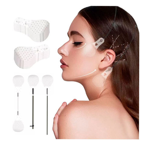 Imagen de Set de hilos tensores faciales con efecto lifting - 40 parches + 3 Hilos tensores