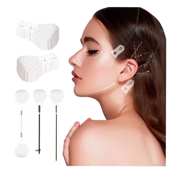 Imagen de Set de hilos tensores faciales con efecto lifting - 40 parches + 3 Hilos tensores