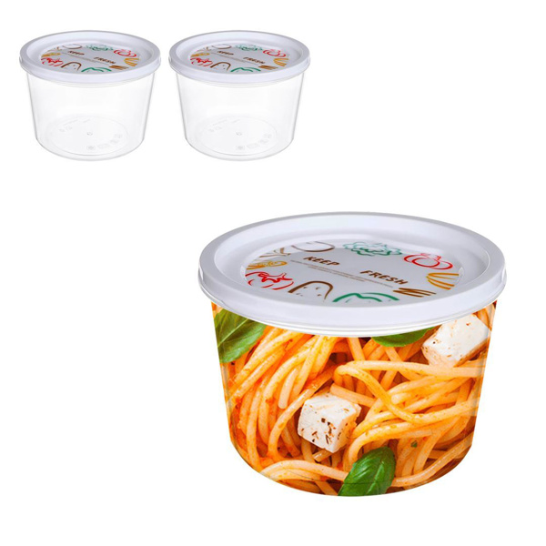 Imagen de Recipiente Contenedor Plástico Redondo Con Tapa 700ml - 3 Unidades