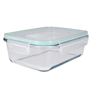 Imagen de Recipiente de vidrio rectangular con tapa hermética color 700 ml