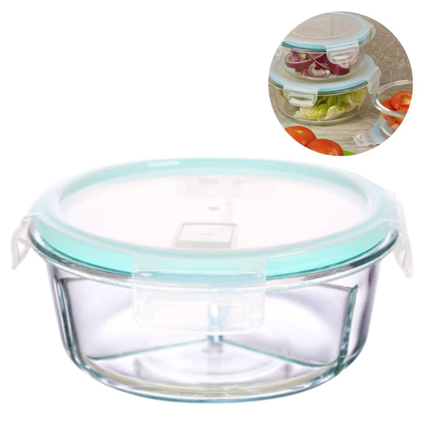 Imagen de Recipiente de vidrio redondo con tapa hermética color 1000 ml