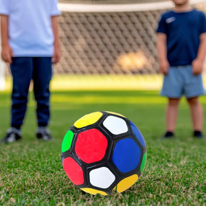 Imagen de Pelota de futbol - 22 cm. Diseño exagonos de colores
