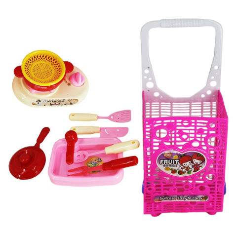 Imagen de Carro de feria con accesorios en red-44x16cm.