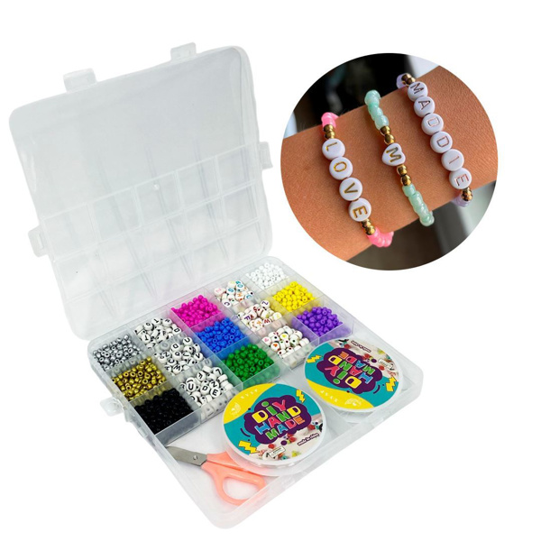 Imagen de Cuentas para armar pulseras/collares - c/tijera 17x16,5cm.