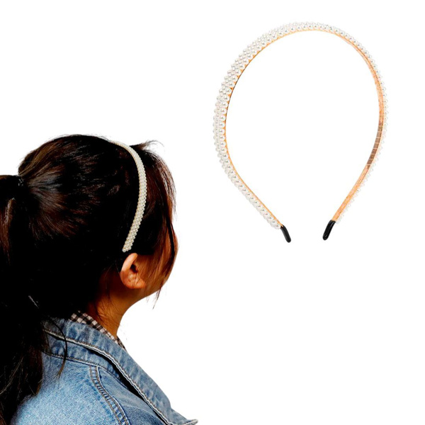 Imagen de Vincha tiara - 3 líneas de perlas - Accesorios Ushas